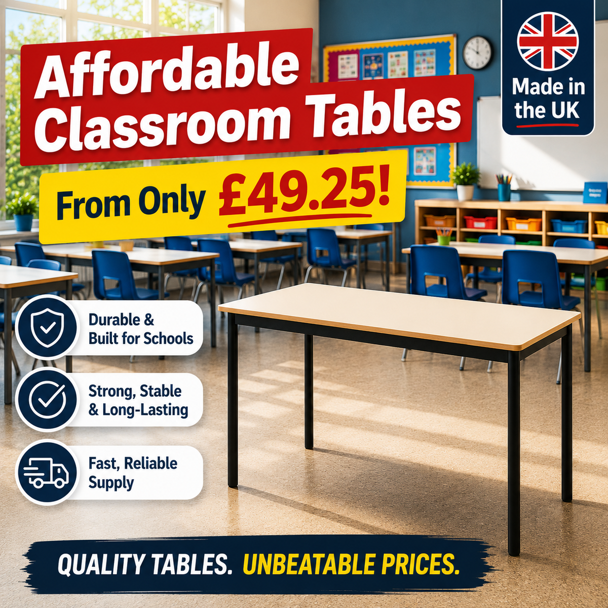 Lacquered MDF Edged - Fully Welded - Classroom Tables