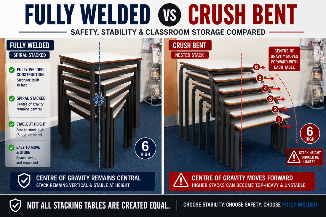 Fully Welded vs Crush Bent Classroom Tables – and why we don’t sell Crush Bent