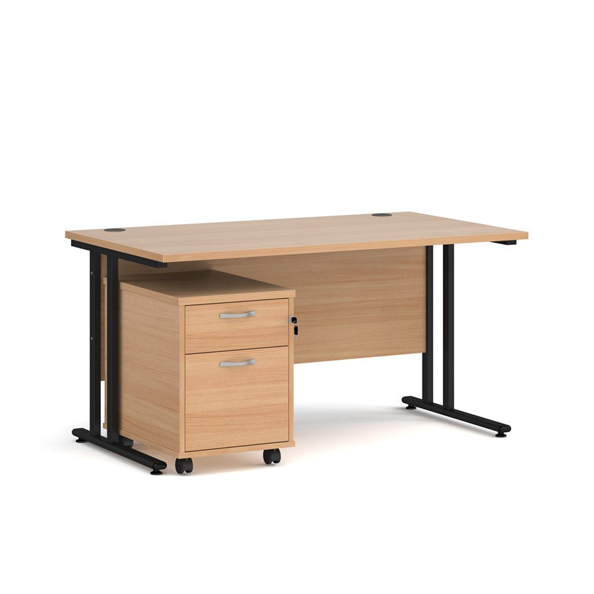 Maestro 25 Cantilever Office Desk with Mobile Pedestal