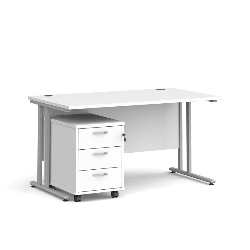Maestro 25 Cantilever Office Desk with Mobile Pedestal