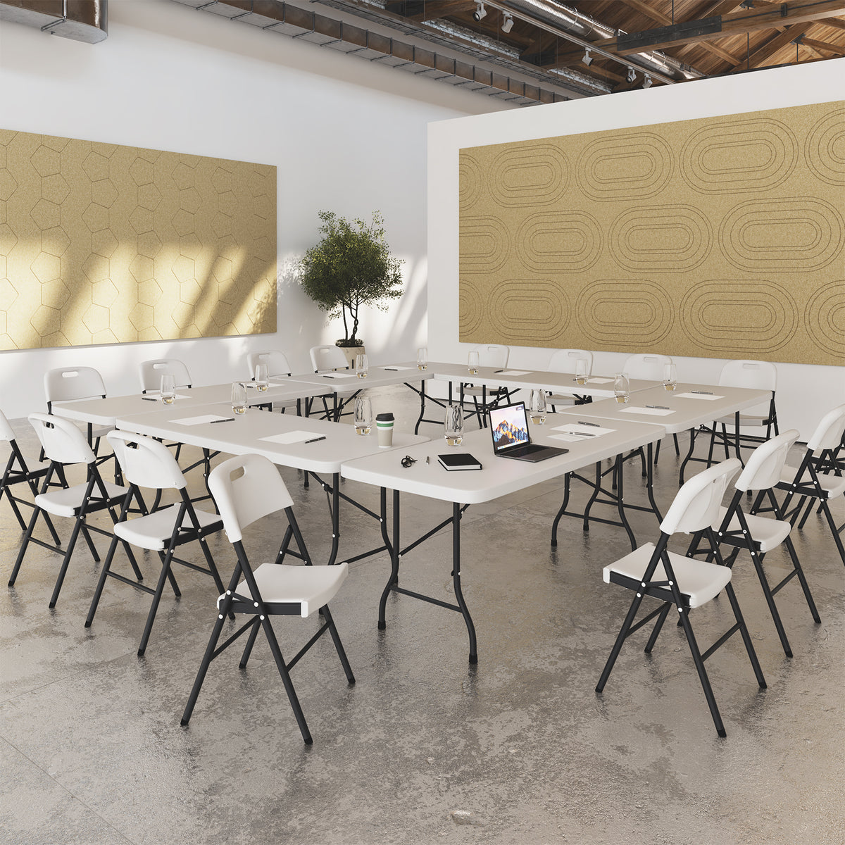 DAMS Hebe White Folding Chairs – Pack of 4